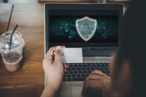 Personal Data Access and Technology Firewall Security for Business Financial. Stock Photos