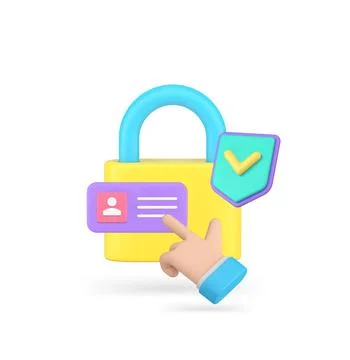 Personal data account protect access cyber security information safety 3d ico Illustrazione stock