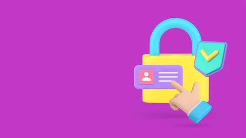 Personal data account protect access cyber security information safety 3d i.. Illustrazione stock