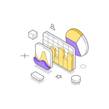 Personal Data Analytics And User Statistics Dashboard Isometric Vector Illu.. イラスト素材