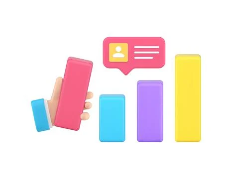 Personal data analyzing dynamic diagram career growth business man hand 3d .. Stock Illustration