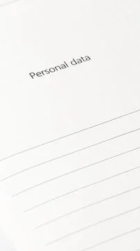 Personal data application form title printed on a clean white lined noteboo.. Fotos de archivo