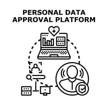 Personal data approval platform with digital data protection Stock Illustration