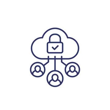 Personal data in cloud and privacy line icon Illustrazione stock