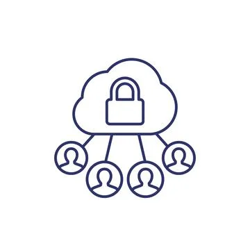 Personal data in cloud, privacy line icon Stock Illustration