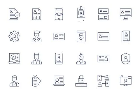 Personal Data Complete Vector Package with 24 256x256 Thin Line Display Per.. Stock Illustration