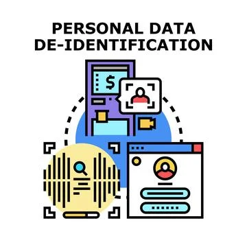 Personal data de identification process protecting digital information securi Stock Illustration