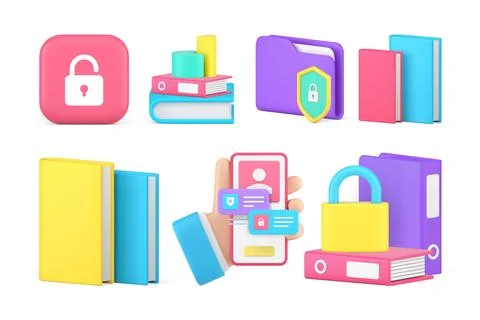 Personal data document information safety protection lock encryption access s Stock Illustration