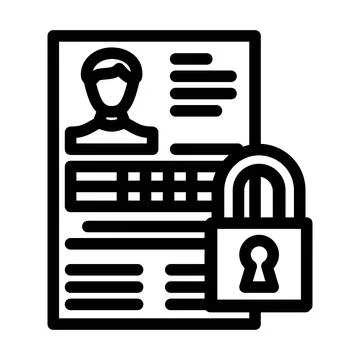Personal data document with padlock symbolizing privacy protection Stock Illustration