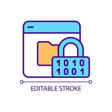 Personal data encryption on internet sources RGB color icon Stock Illustration