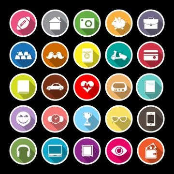 Personal data flat icons with long shadow Stock Illustration