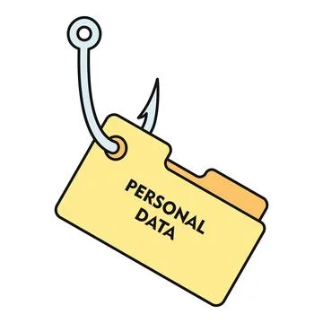 Personal data folder catching on phishing hook concept 스톡 일러스트
