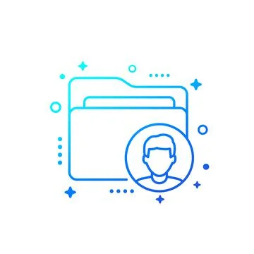 Personal data folder vector line icon Stock Illustration