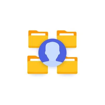 Personal data in folders vector icon Stock Illustration