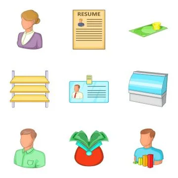 Personal data icons set, cartoon style Stockillustratie