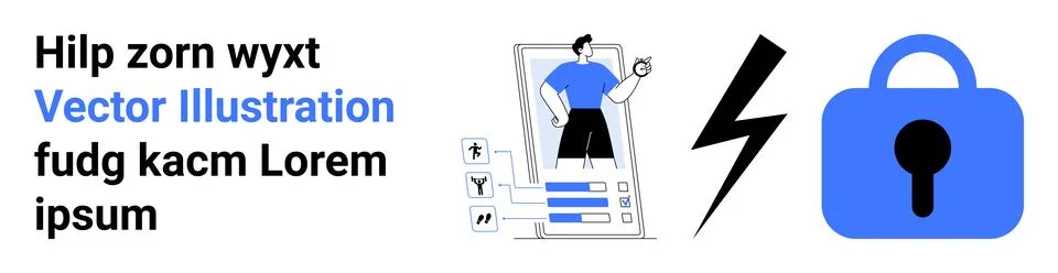 Personal Data Protection and Security Concept with Mobile App Interface Illustrazione stock