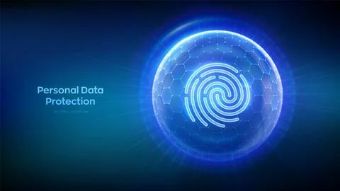 Personal data protection. Biometrics identification. Cyber security. Password Stock Illustration
