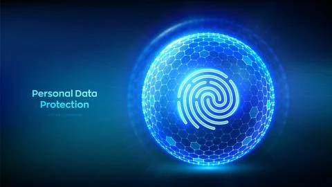 Personal data protection. Biometrics identification. Cyber security. Password Stock Illustration