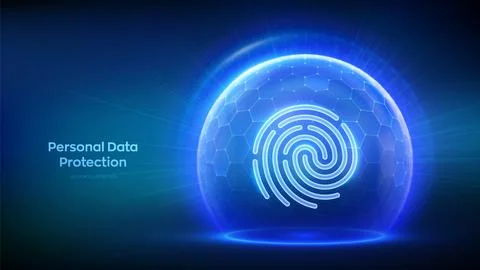 Personal data protection. Biometrics identification. Cyber security. Password Stock Illustration