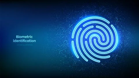 Personal data protection. Biometrics identification. Cyber security. Password Stock Illustration