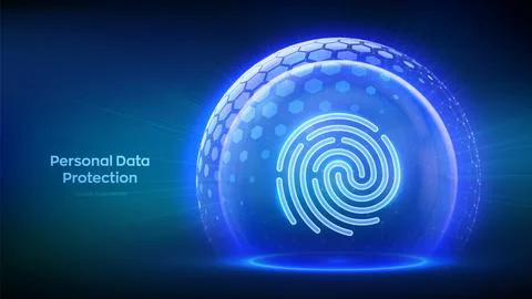 Personal data protection. Biometrics identification. Cyber security. Passwo.. Stock Illustration