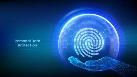 Personal data protection. Biometrics identification. Cyber security. Password Stock Illustration