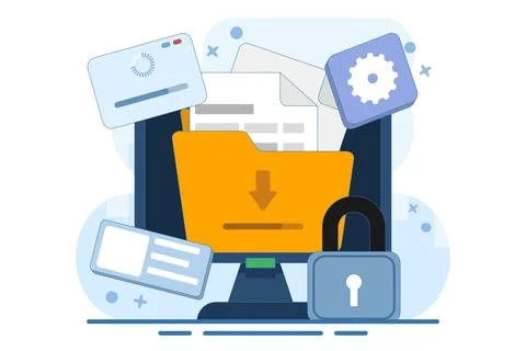 Personal data protection concept, Cyber ​​security. Stock Illustration