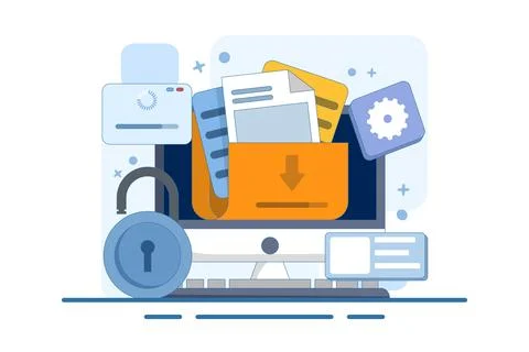 Personal data protection concept, Cyber ​​security. Stock Illustration