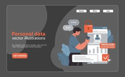 Personal data protection concept Flat vector illustration Stock Illustration