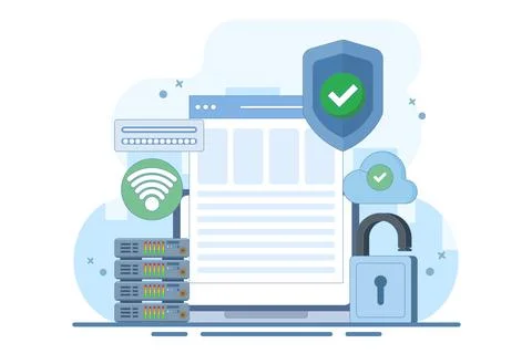 Personal data protection concept, information storage in the cloud. Stock Illustration