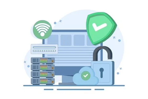 Personal data protection concept, information storage in the cloud. Stock Illustration