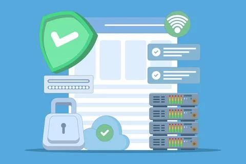 Personal data protection concept, information storage in the cloud. Stock Illustration