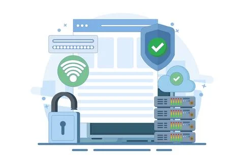 Personal data protection concept, information storage in the cloud. Stock Illustration