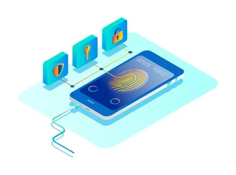 Personal data protection concept. Online security concept. Isometric Illustrazione stock