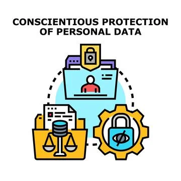 Personal data protection concept protecting digital privacy and information.. Stock Illustration