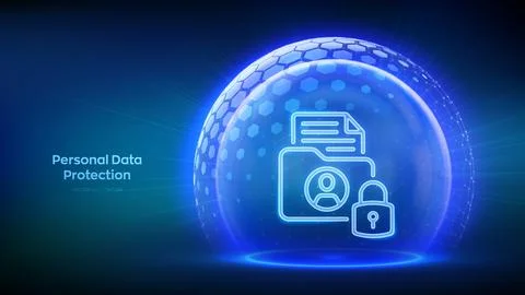Personal data protection. Cyber security. Personal data security. GDPR. Pro.. Stockillustratie
