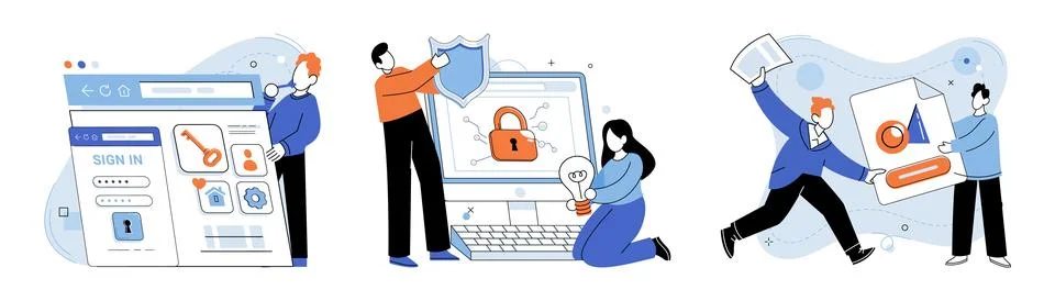 Personal data protection. Database systems play vital role in storage and Illustrazione stock