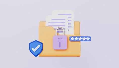 Personal data protection, Lock with password with folder, Concept is data Stockillustratie