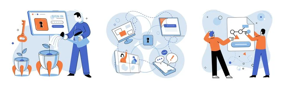 Personal data protection. Network security is crucial for protecting personal Stock Illustration