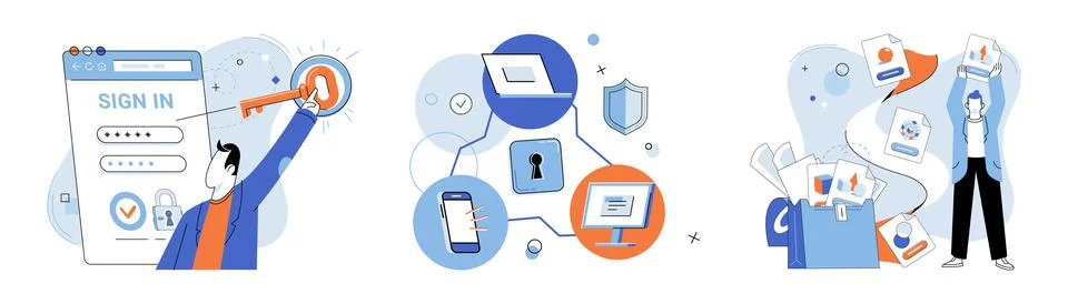 Personal data protection. Personal data protection requires implementation Stock Illustration