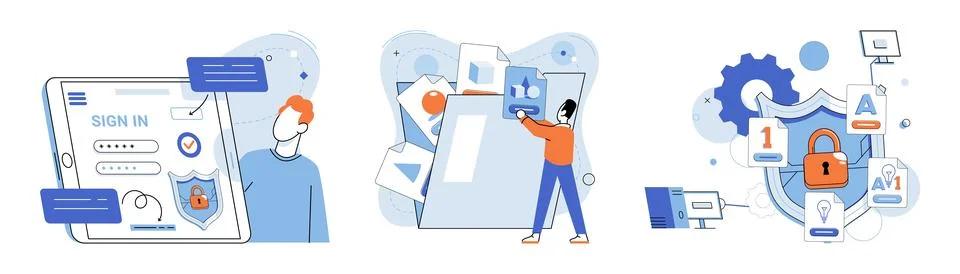 Personal data protection. Personal data protection ensures safeguarding Stock Illustration