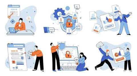 Personal data protection. Security measures are crucial in maintaining Stock Illustration