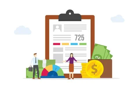 Personal data report form excellent credit report document modern flat cartoo Stock Illustration