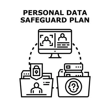 Personal data safeguard plan for digital privacy 库存插图