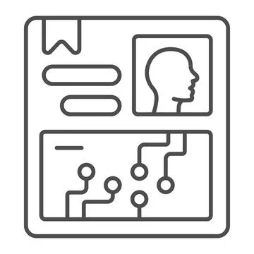 Personal data in screen thin line icon, web security concept, virtual screen Illustrazione stock