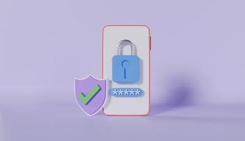 Personal data secure with padlock and password field on mobile phone screen Stock Illustration