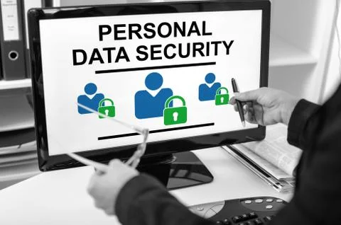 Personal data security concept on a computer monitor Foto stock