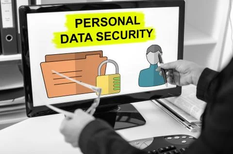 Personal data security concept on a computer monitor Foto stock