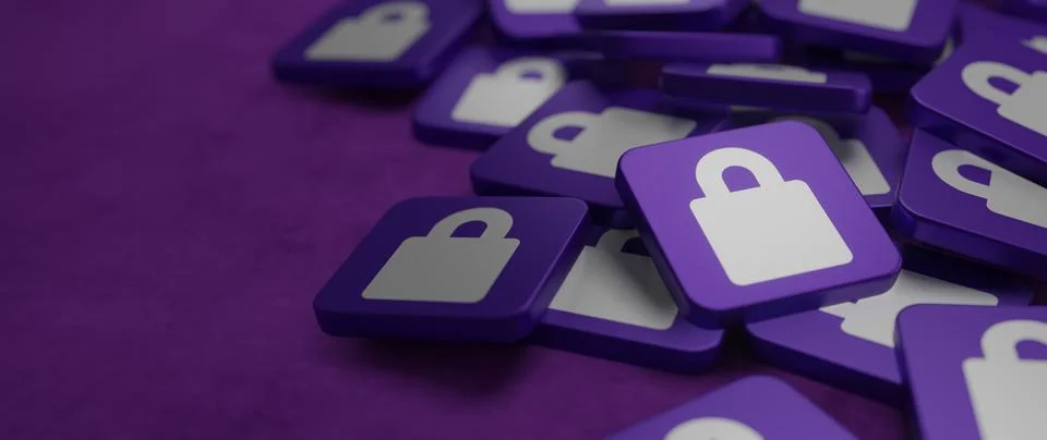 Personal data security cyber data or information privacy concept in purple ti Stock Illustration
