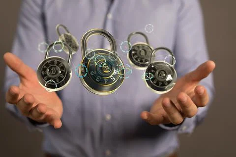 Personal data security Illustrates cyber data or information Foto stock